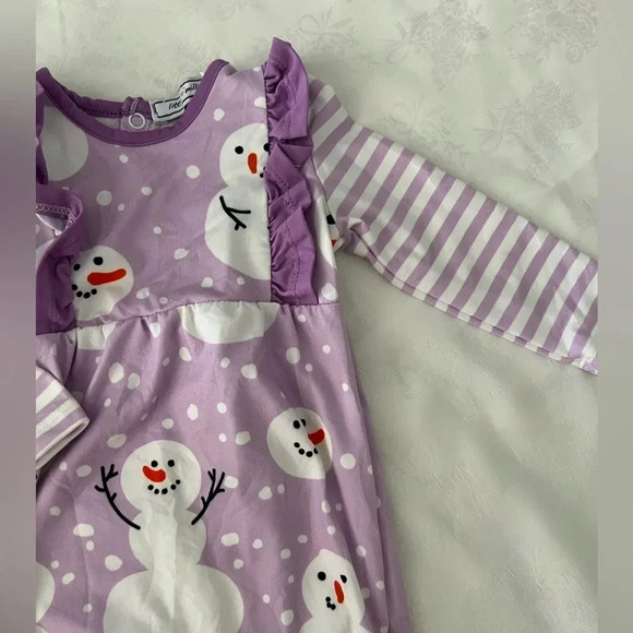 Little Millie Purple Snowman Romper Winter Baby Girl 6M NWOT - Picture 2 of 3